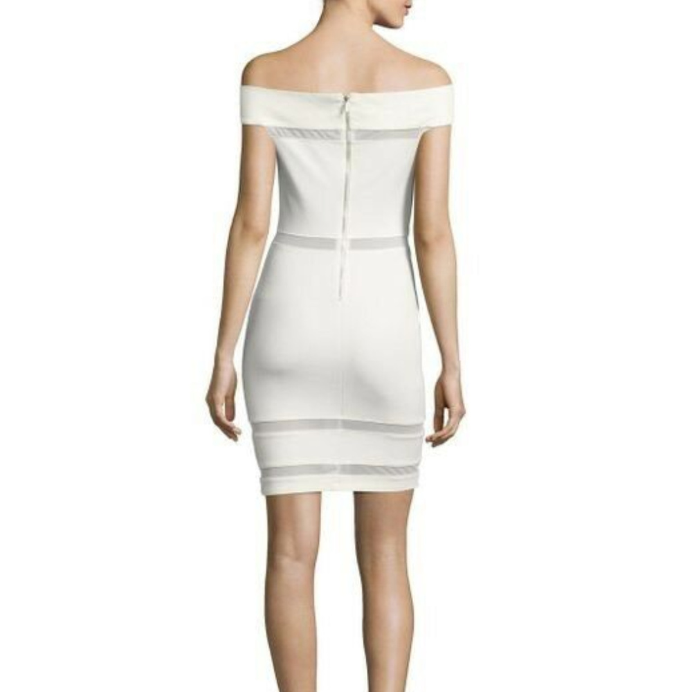 French Connection White Mesh Inset Bodycon Dress - Picture 3 of 3
